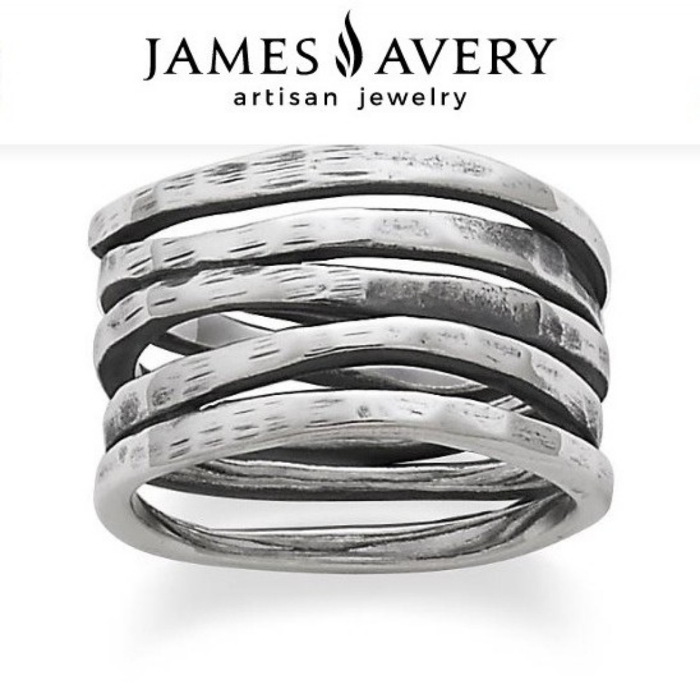 James Avery Retired Stacked Hammered Ring